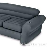 Intex Inflatable Portable Indoor Corner Couch Sectional Sofa w/ Cupholders, Gray   